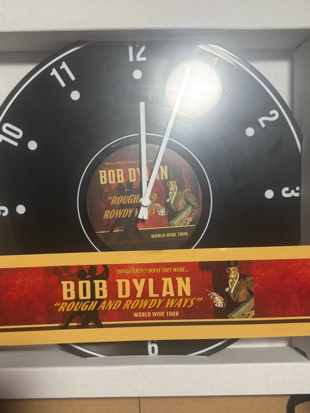 Black and Red Bob Dylan 'Rough and Rowdy Ways' Wall Clock